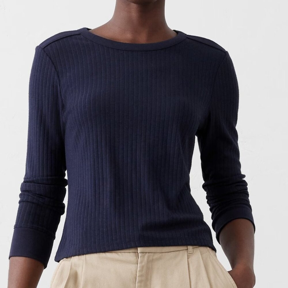 Banana Republic Preppy Navy Drop Needle Top/NWT/XL